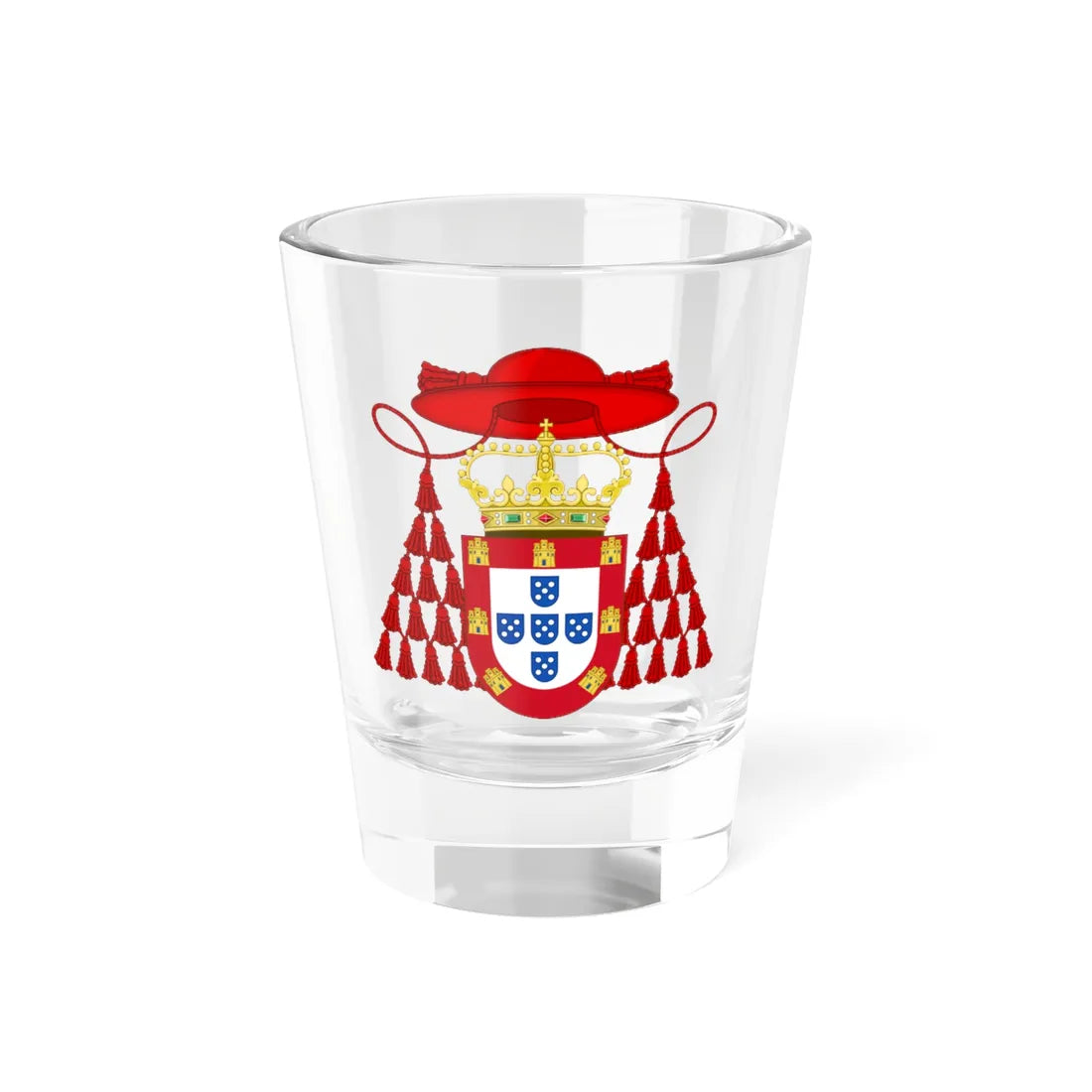 Ornamented Royal Coat of Arms of Cardinal Henry I of Portugal (Portugal) (Coat of Arms) Shot Glass 1.5oz 1.5oz - Go Mug Yourself