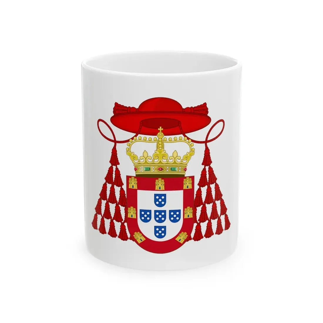Ornamented Royal Coat of Arms of Cardinal Henry I of Portugal - White Coffee Mug 11oz - Go Mug Yourself