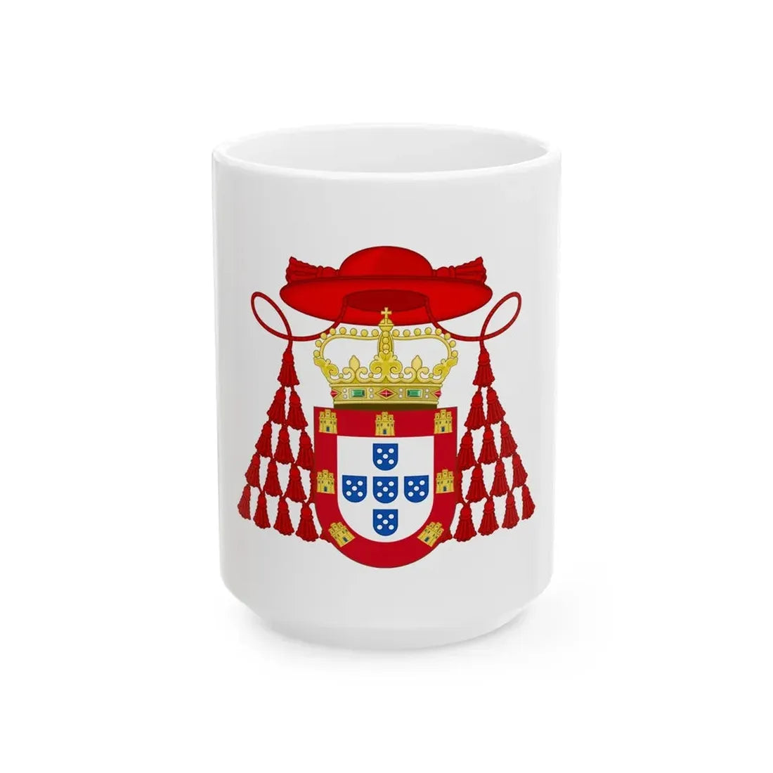 Ornamented Royal Coat of Arms of Cardinal Henry I of Portugal - White Coffee Mug 15oz - Go Mug Yourself