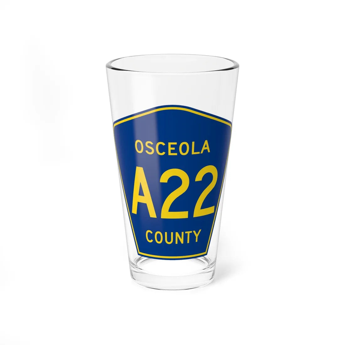 Osceola County Route A22 IA (Iowa) (Road Sign) Pint Glass 16oz 16oz - Go Mug Yourself