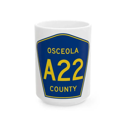 Osceola County Route A22 IA (Iowa) (Road Sign) White Coffee Mug 15oz - Go Mug Yourself
