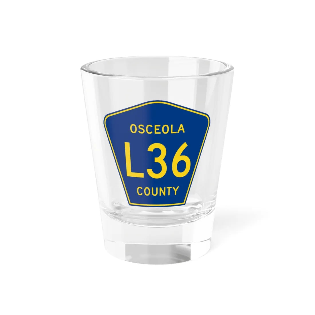 Osceola County Route L36 IA (Iowa) (Road Sign) Shot Glass 1.5oz 1.5oz - Go Mug Yourself