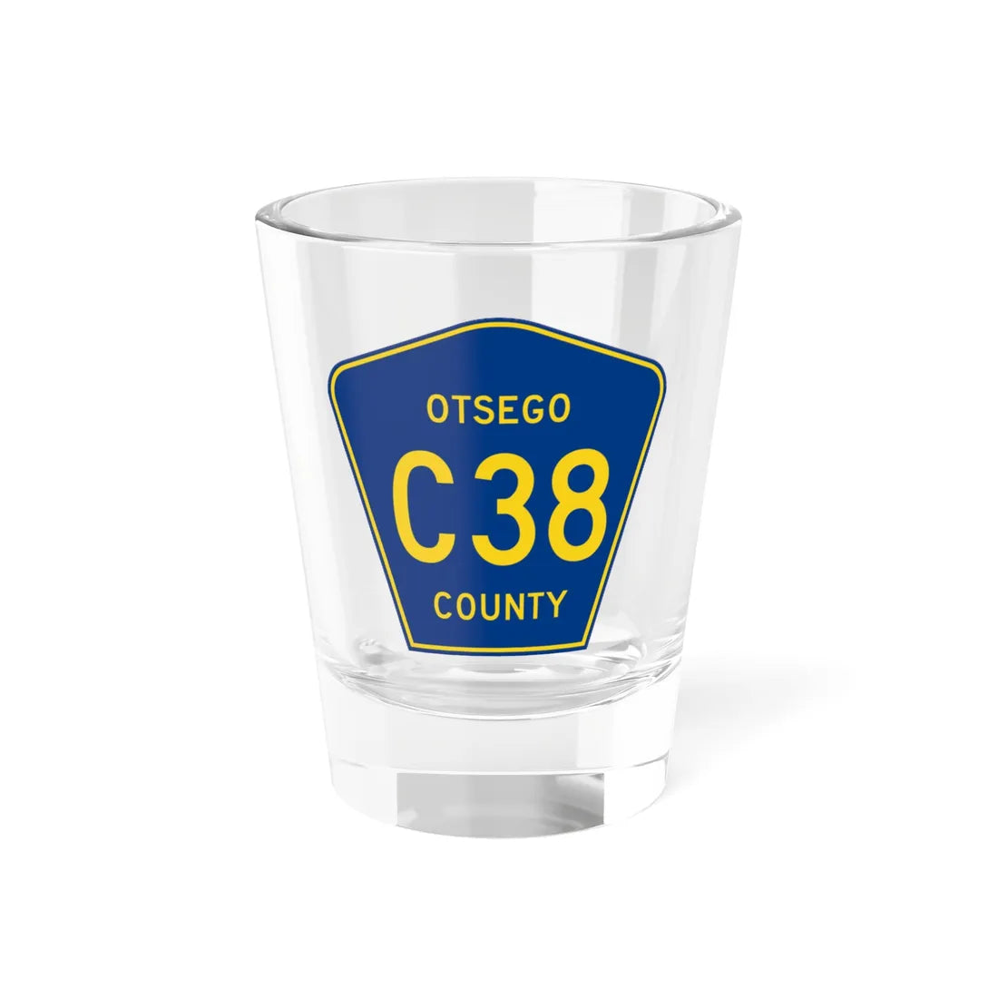 Otsego County C-38 (Michigan) (Road Sign) Shot Glass 1.5oz 1.5oz - Go Mug Yourself