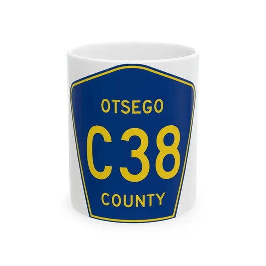 Otsego County C-38 (Michigan) (Road Sign) White Coffee Mug 11oz - Go Mug Yourself
