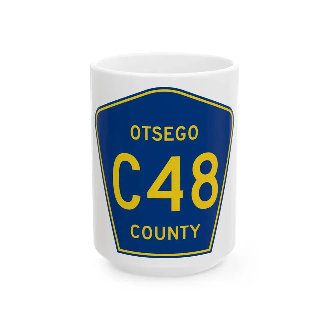 Otsego County C-48 (Michigan) (Road Sign) White Coffee Mug 15oz - Go Mug Yourself