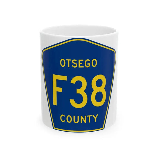 Otsego County F-38 (Michigan) (Road Sign) White Coffee Mug 11oz - Go Mug Yourself
