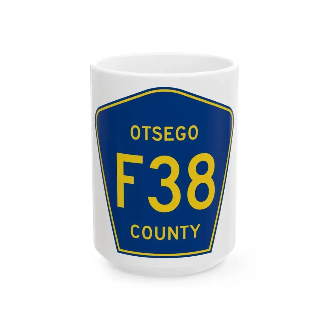 Otsego County F-38 (Michigan) (Road Sign) White Coffee Mug 15oz - Go Mug Yourself