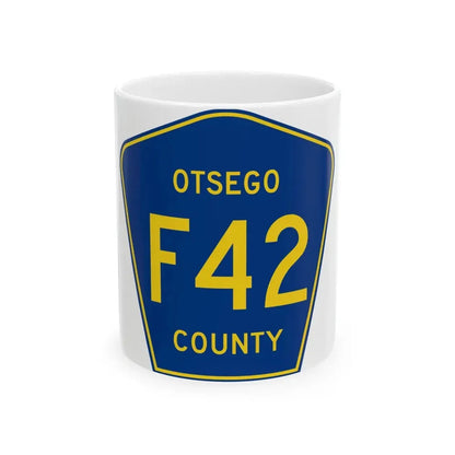 Otsego County F-42 (Michigan) (Road Sign) White Coffee Mug 11oz - Go Mug Yourself