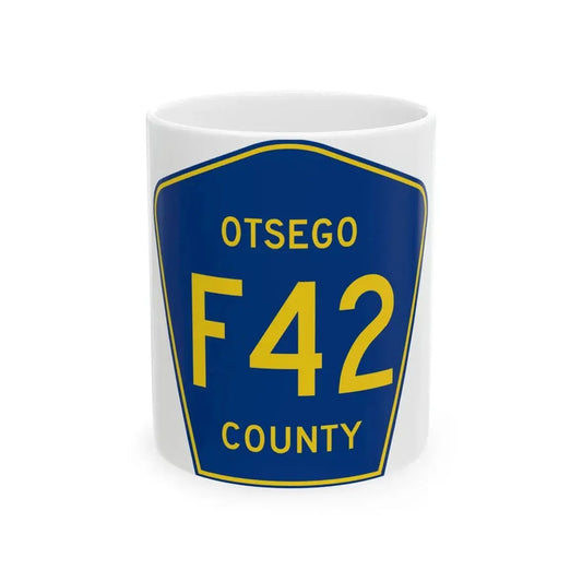 Otsego County F-42 (Michigan) (Road Sign) White Coffee Mug 11oz - Go Mug Yourself