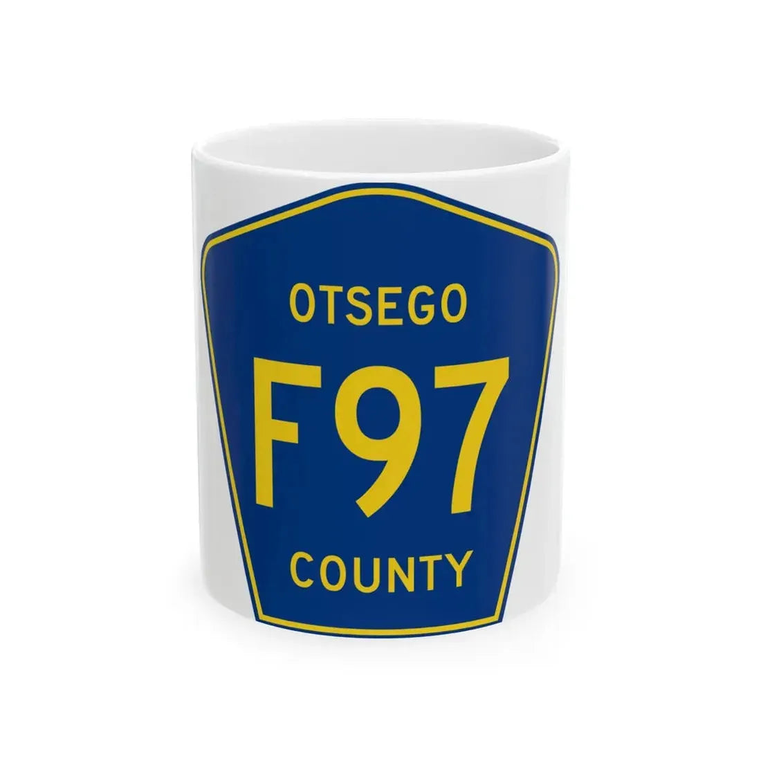 Otsego County F-97 (Michigan) (Road Sign) White Coffee Mug 11oz - Go Mug Yourself