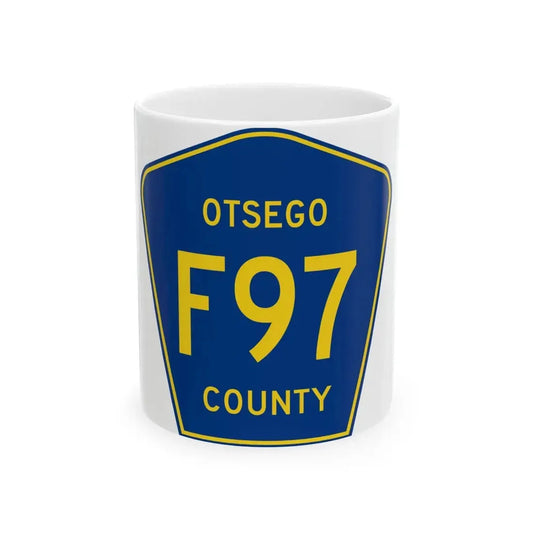 Otsego County F-97 (Michigan) (Road Sign) White Coffee Mug 11oz - Go Mug Yourself