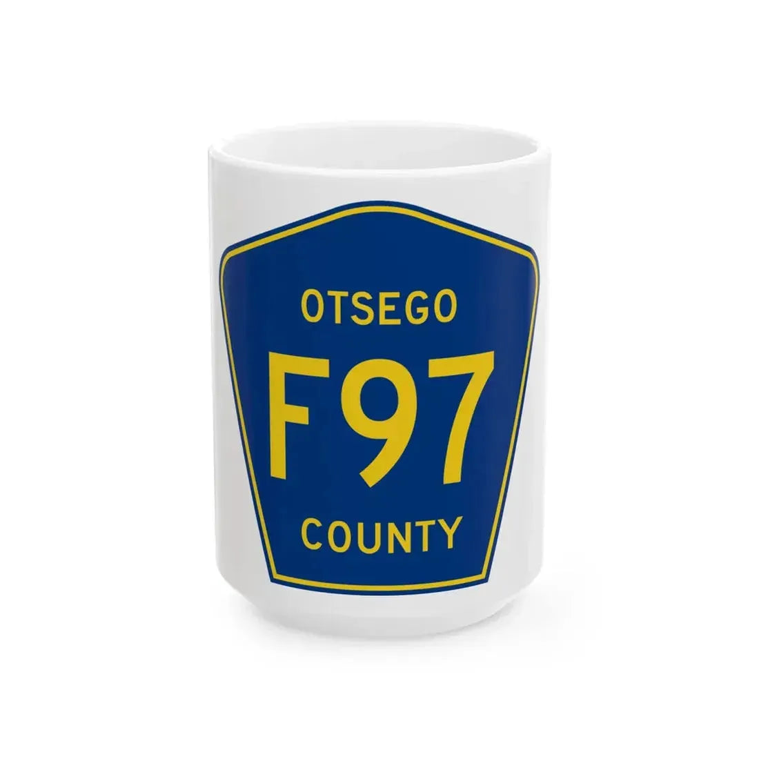Otsego County F-97 (Michigan) (Road Sign) White Coffee Mug 15oz - Go Mug Yourself