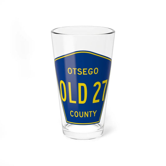 Otsego County Old 27 (Michigan) (Road Sign) Pint Glass 16oz 16oz - Go Mug Yourself