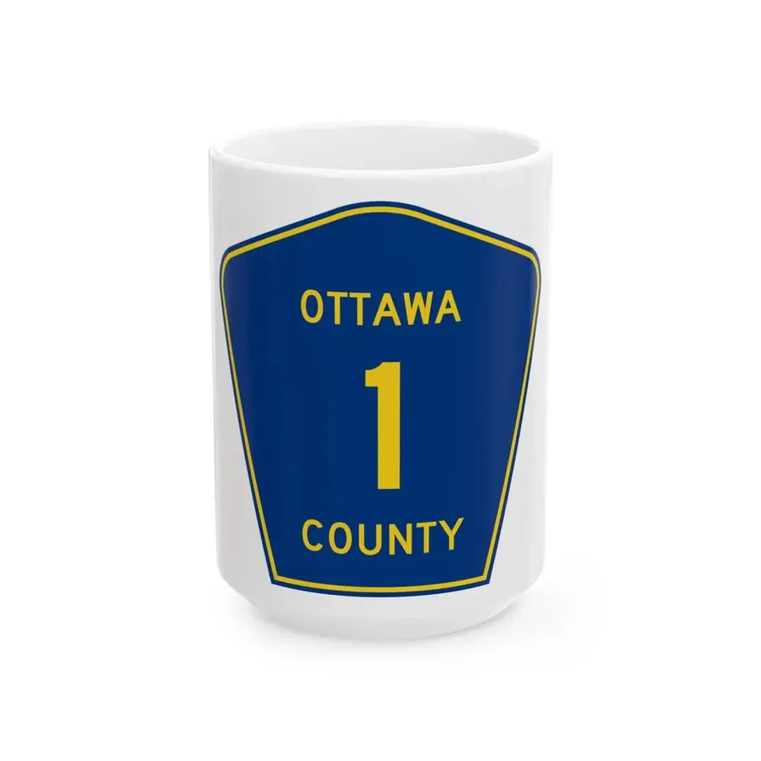 Ottawa County 1 (Ohio) (Road Sign) White Coffee Mug 15oz - Go Mug Yourself