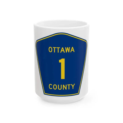 Ottawa County 1 (Ohio) (Road Sign) White Coffee Mug 15oz - Go Mug Yourself