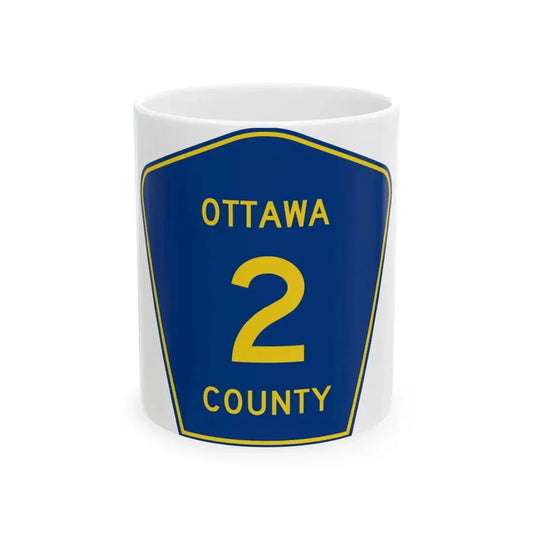 Ottawa County 2 (Ohio) (Road Sign) White Coffee Mug 11oz - Go Mug Yourself