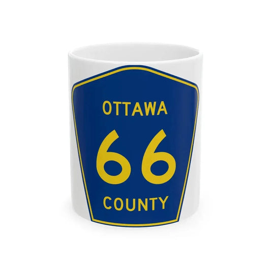 Ottawa County 66 (Ohio) (Road Sign) White Coffee Mug 11oz - Go Mug Yourself
