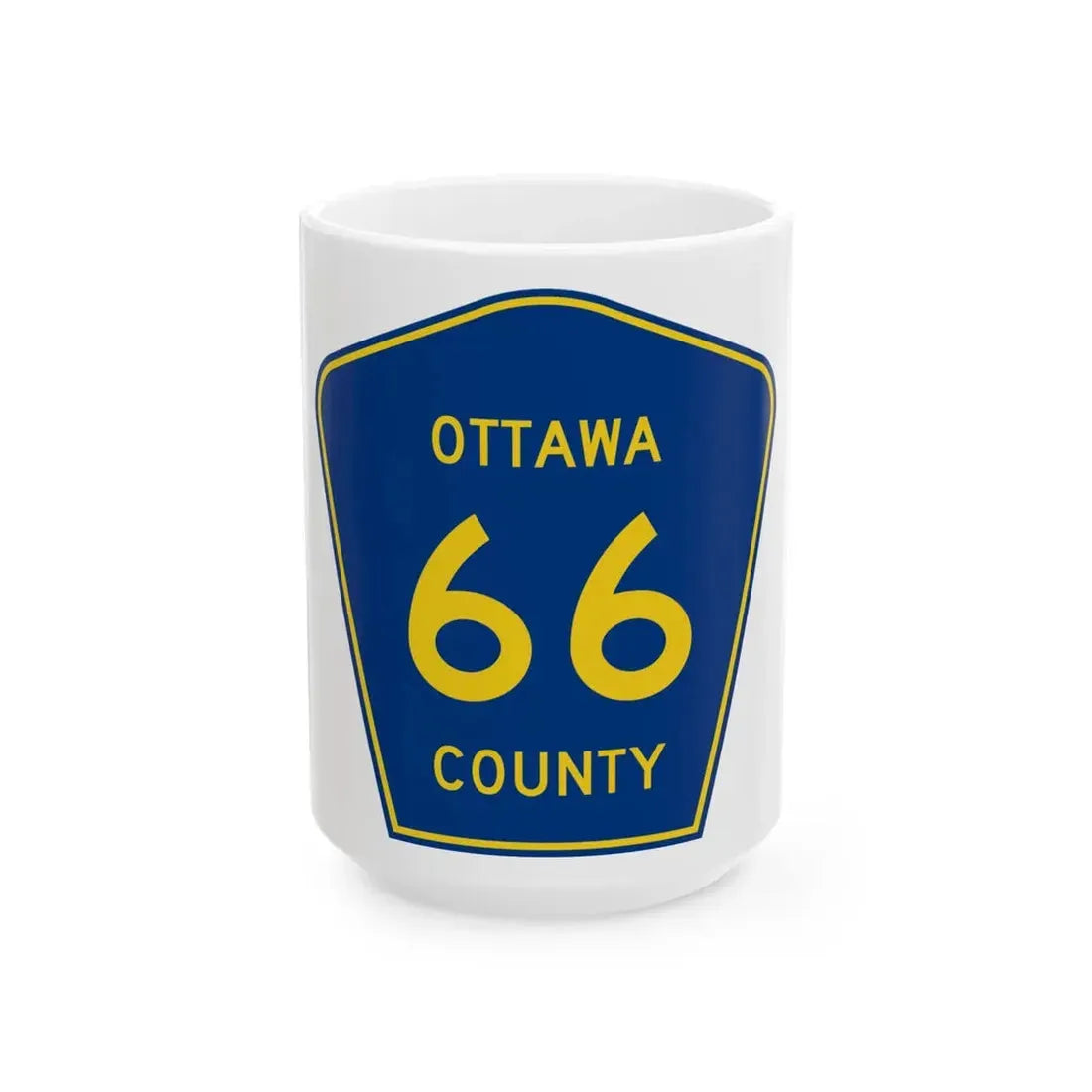 Ottawa County 66 (Ohio) (Road Sign) White Coffee Mug 15oz - Go Mug Yourself