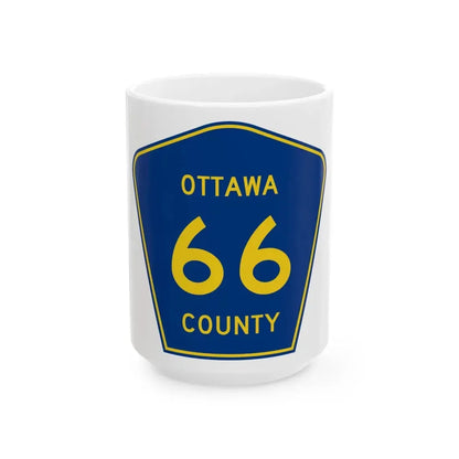Ottawa County 66 (Ohio) (Road Sign) White Coffee Mug 15oz - Go Mug Yourself