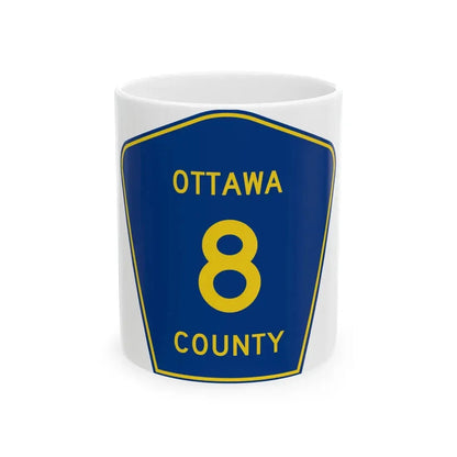 Ottawa County 8 (Ohio) (Road Sign) White Coffee Mug 11oz - Go Mug Yourself
