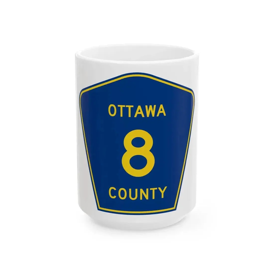 Ottawa County 8 (Ohio) (Road Sign) White Coffee Mug 15oz - Go Mug Yourself