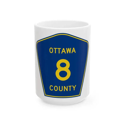 Ottawa County 8 (Ohio) (Road Sign) White Coffee Mug 15oz - Go Mug Yourself