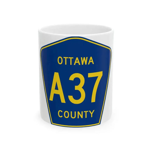 Ottawa County A-37 (Michigan) (Road Sign) White Coffee Mug 11oz - Go Mug Yourself