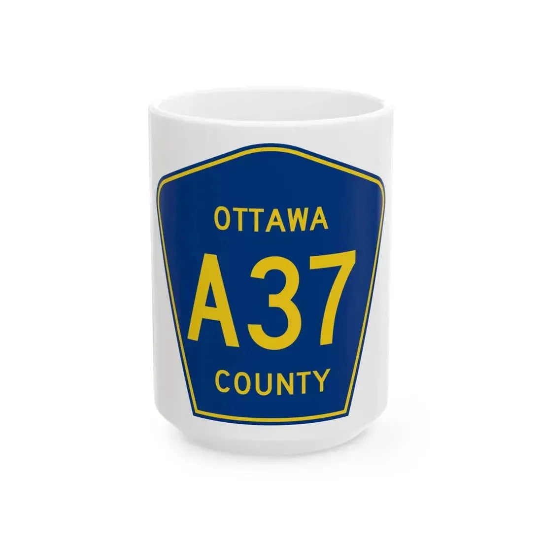 Ottawa County A-37 (Michigan) (Road Sign) White Coffee Mug 15oz - Go Mug Yourself