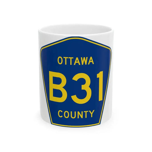 Ottawa County B-31 (Michigan) (Road Sign) White Coffee Mug 11oz - Go Mug Yourself