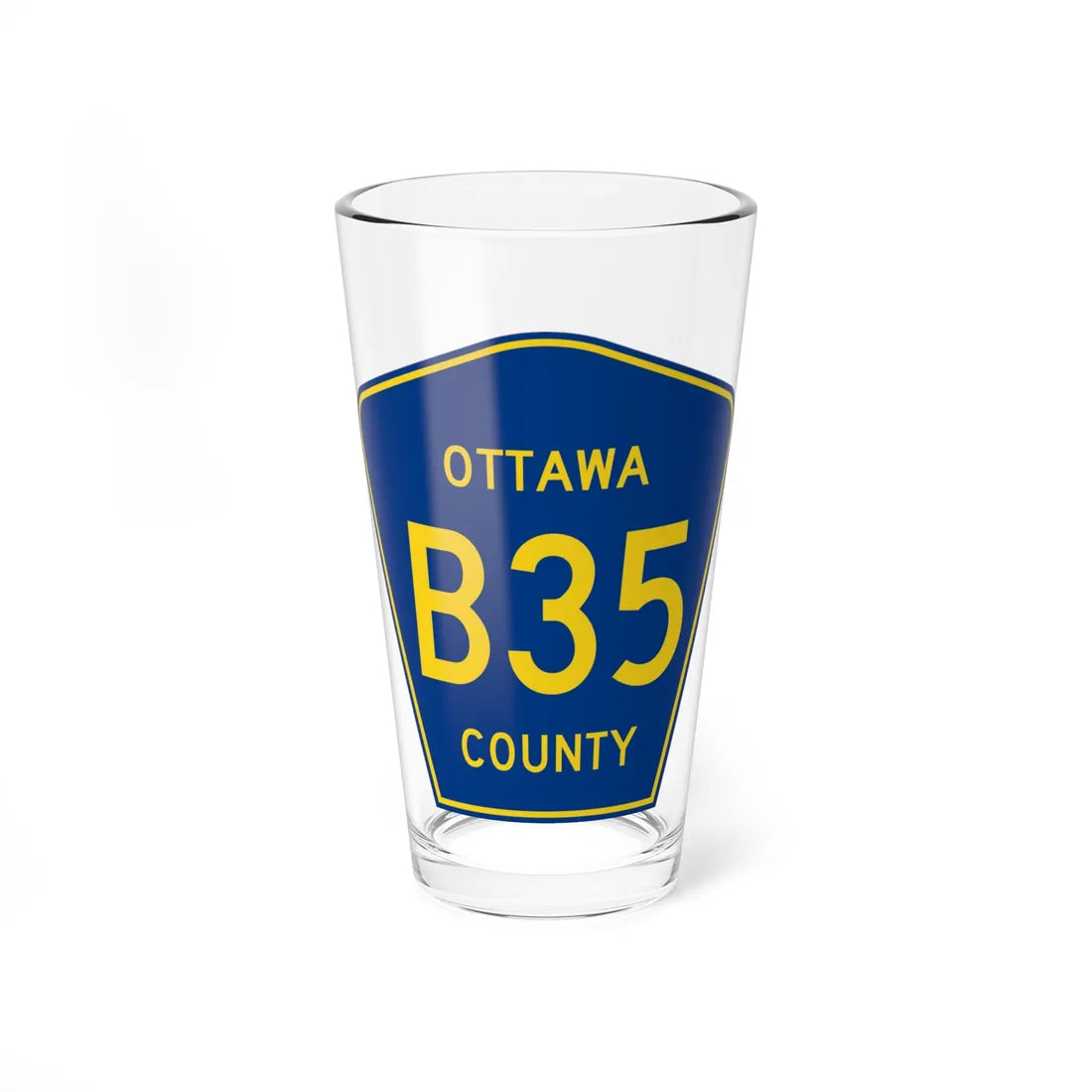 Ottawa County B-35 (Michigan) (Road Sign) Pint Glass 16oz 16oz - Go Mug Yourself