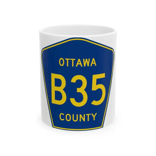 Ottawa County B-35 (Michigan) (Road Sign) White Coffee Mug 11oz - Go Mug Yourself