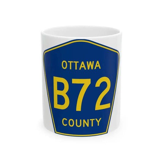 Ottawa County B-72 (Michigan) (Road Sign) White Coffee Mug 11oz - Go Mug Yourself