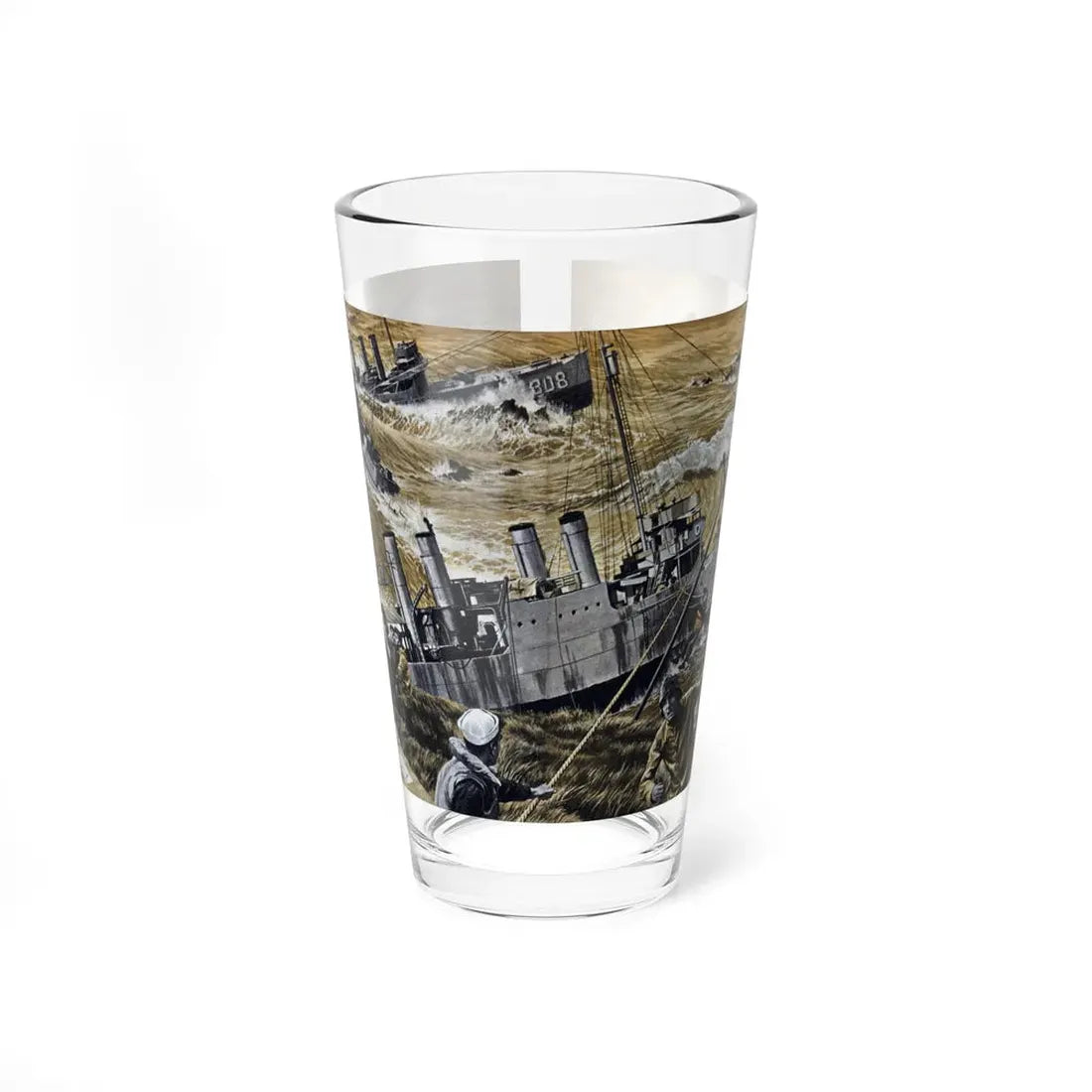 Our Navy's Greatest Dry-Run Disaster, Cavalier magazine, January 1961 (Magazine Illustration) Pint Glass 16oz 16oz - Go Mug Yourself