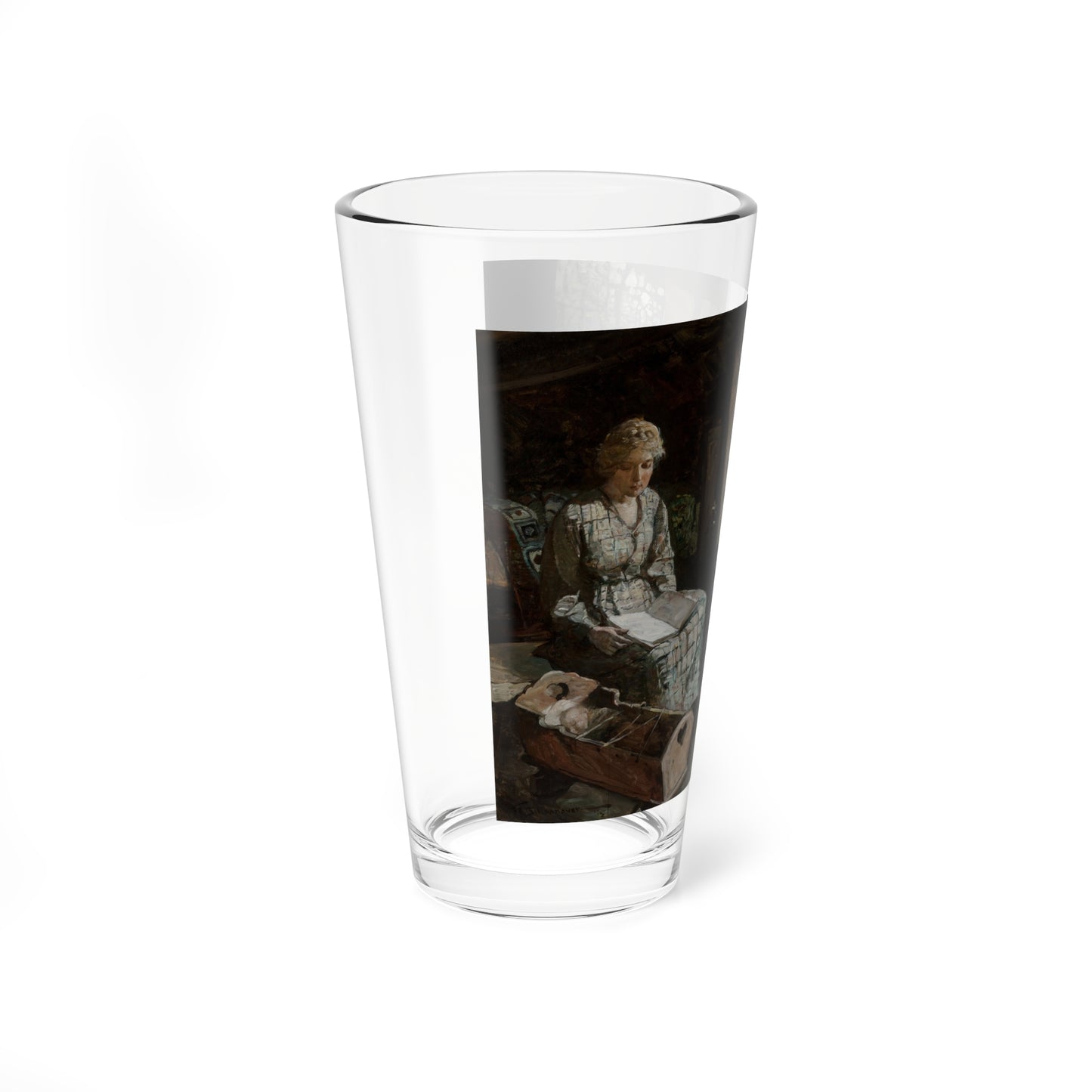 Outlaw's Cabin, Colliers interior illustration, March 28, 1914 (Magazine Illustration) Pint Glass 16oz-Go Mug Yourself