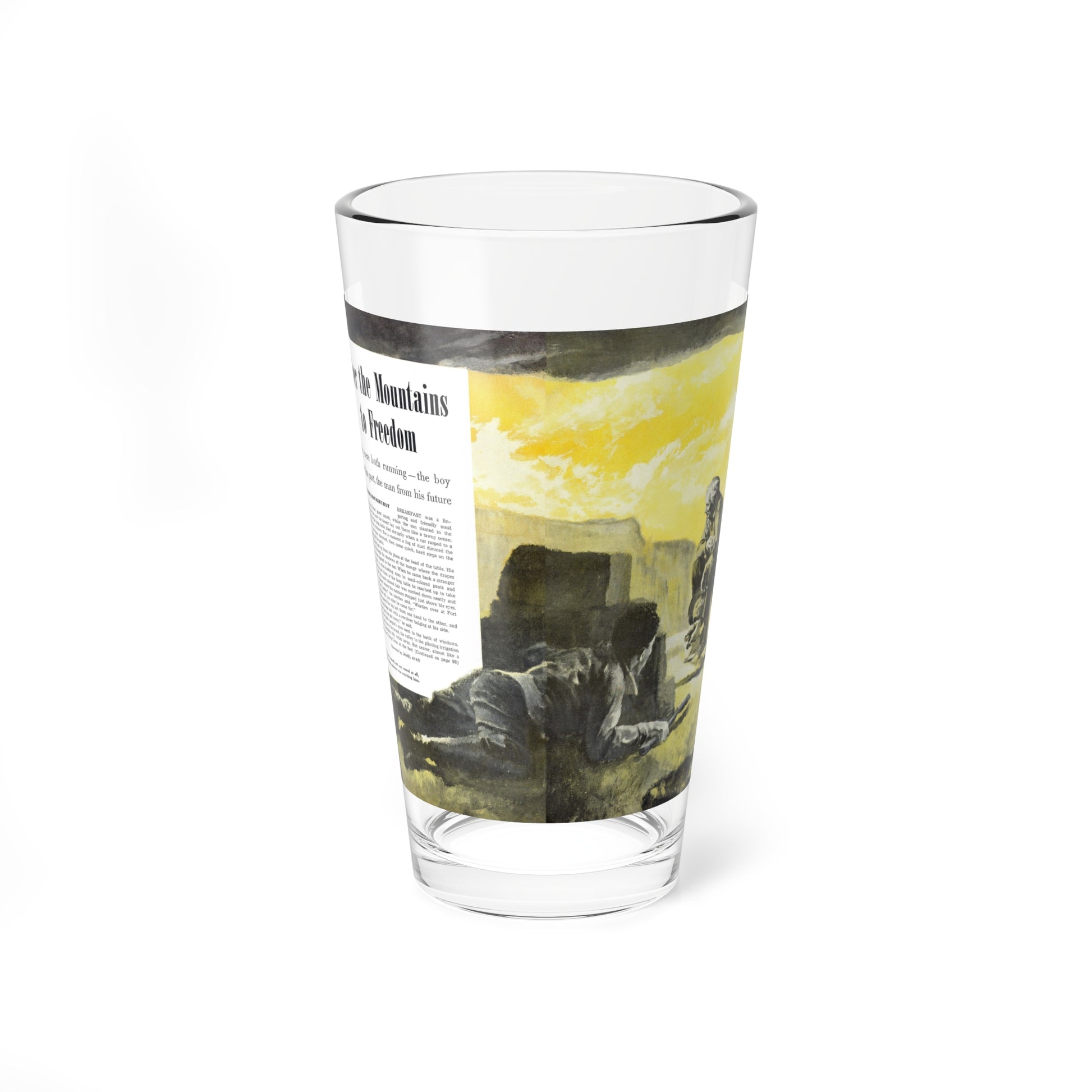 Over the Mountains to Freedom, Argosy, August 1950 (Magazine Illustration) Pint Glass 16oz-16oz-Go Mug Yourself