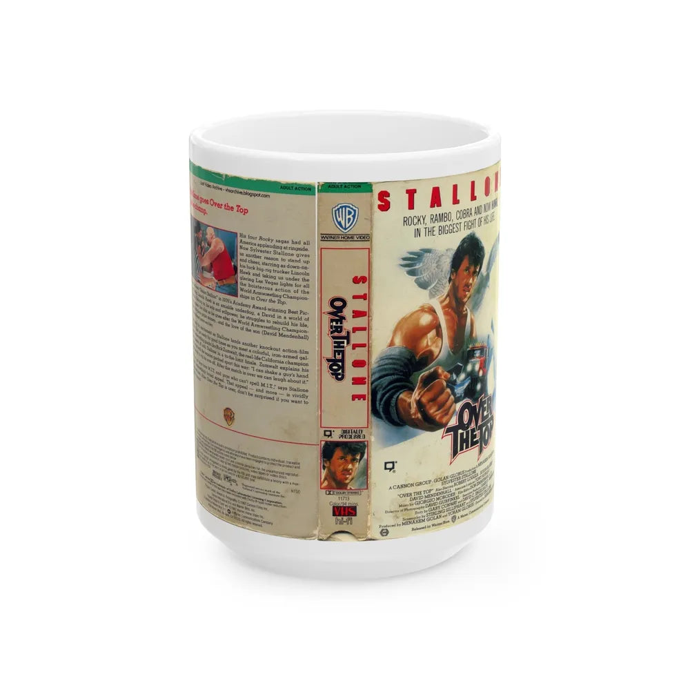 OVER THE TOP (VHS COVER) - White Coffee Mug-15oz-Go Mug Yourself