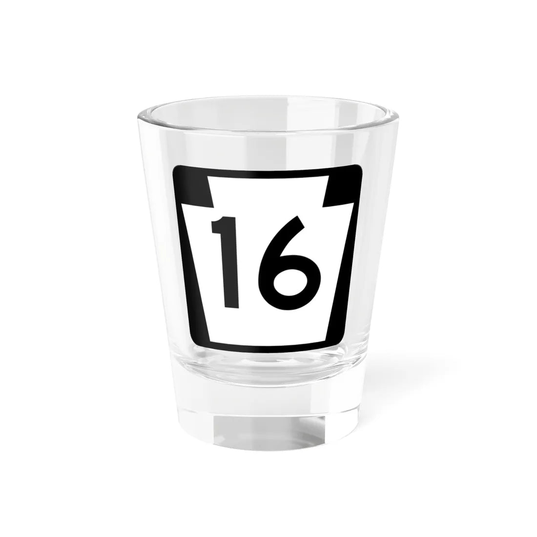 PA-16 (Pennsylvania) (Road Sign) Shot Glass 1.5oz 1.5oz - Go Mug Yourself