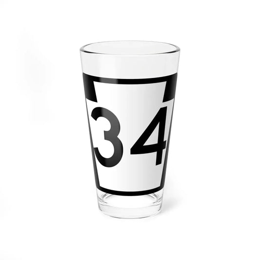 PA-34 (Pennsylvania) (Road Sign) Pint Glass 16oz 16oz - Go Mug Yourself