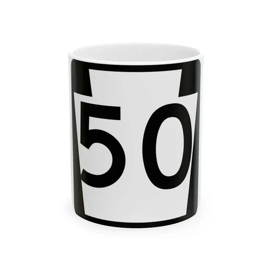 PA-50 (Pennsylvania) (Road Sign) White Coffee Mug 11oz - Go Mug Yourself