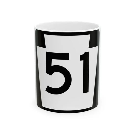 PA-51 (Pennsylvania) (Road Sign) White Coffee Mug 11oz - Go Mug Yourself