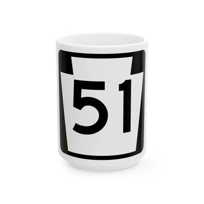 PA-51 (Pennsylvania) (Road Sign) White Coffee Mug 15oz - Go Mug Yourself