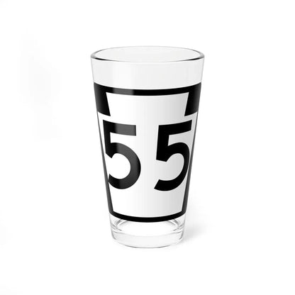 PA-55 (Pennsylvania) (Road Sign) Pint Glass 16oz 16oz - Go Mug Yourself