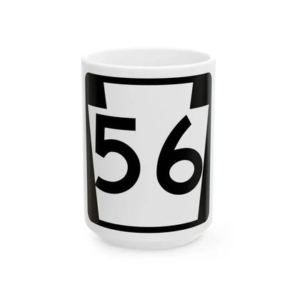 PA-56 (Pennsylvania) (Road Sign) White Coffee Mug 15oz - Go Mug Yourself