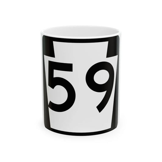 PA-59 (Pennsylvania) (Road Sign) White Coffee Mug 11oz - Go Mug Yourself