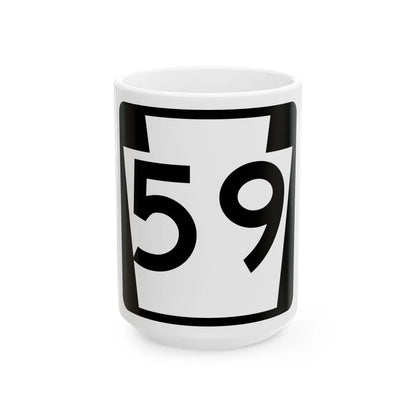 PA-59 (Pennsylvania) (Road Sign) White Coffee Mug 15oz - Go Mug Yourself