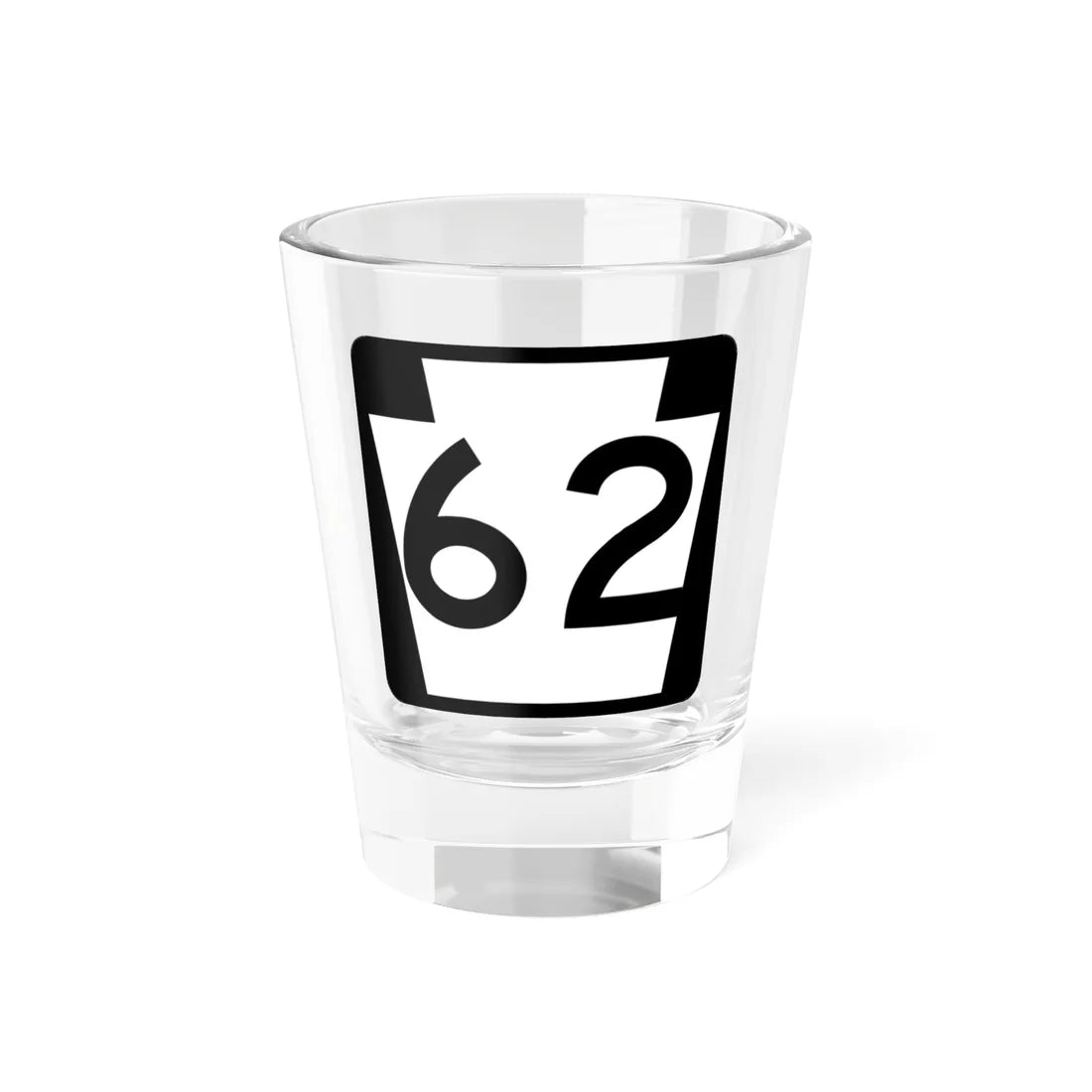 PA-62 (Pennsylvania) (Road Sign) Shot Glass 1.5oz 1.5oz - Go Mug Yourself