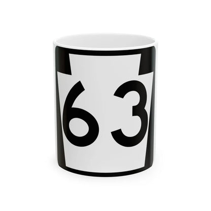 PA-63 (Pennsylvania) (Road Sign) White Coffee Mug 11oz - Go Mug Yourself
