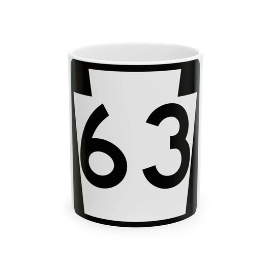 PA-63 (Pennsylvania) (Road Sign) White Coffee Mug 11oz - Go Mug Yourself