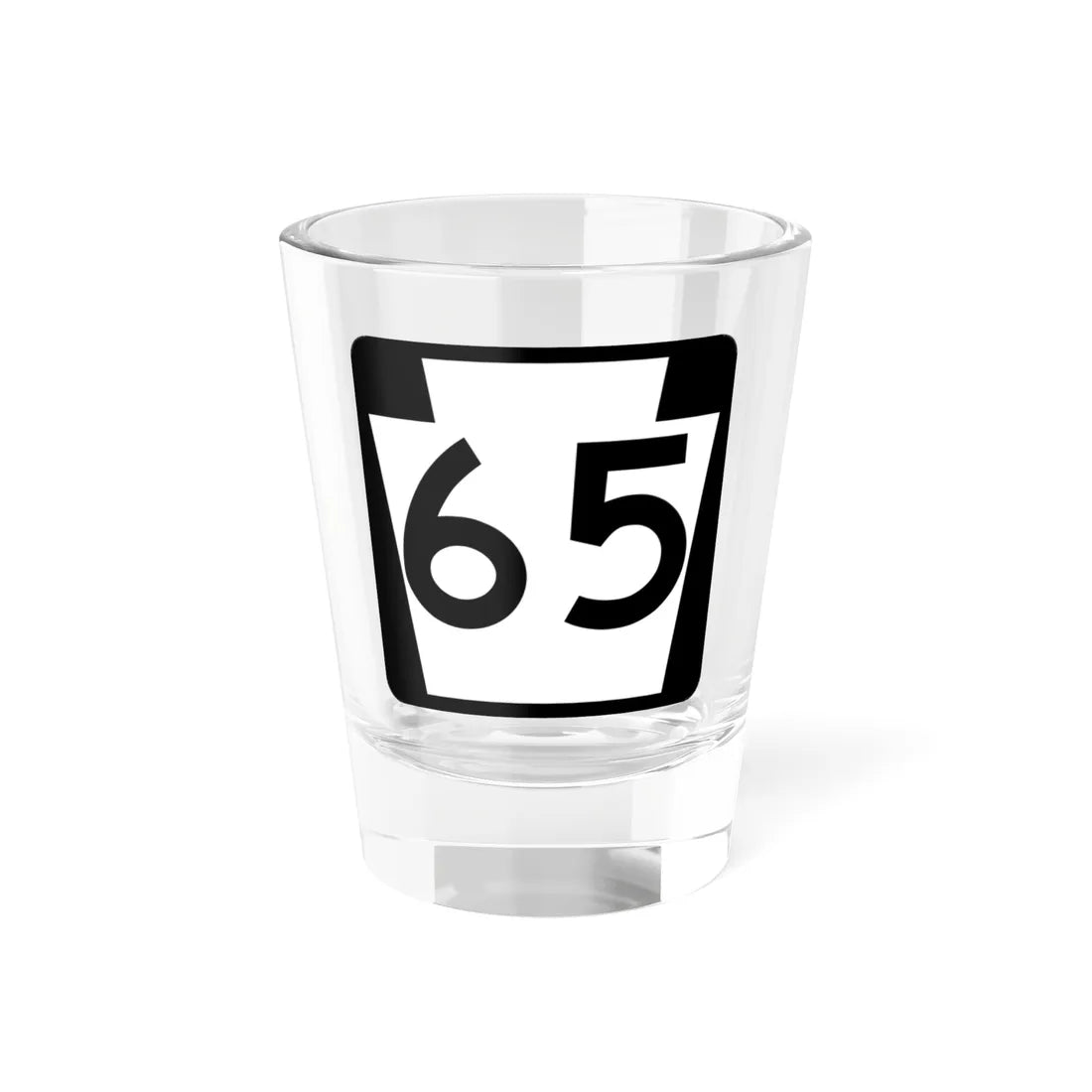 PA-65 (Pennsylvania) (Road Sign) Shot Glass 1.5oz 1.5oz - Go Mug Yourself
