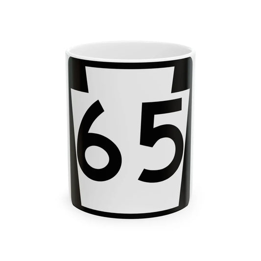 PA-65 (Pennsylvania) (Road Sign) White Coffee Mug 11oz - Go Mug Yourself